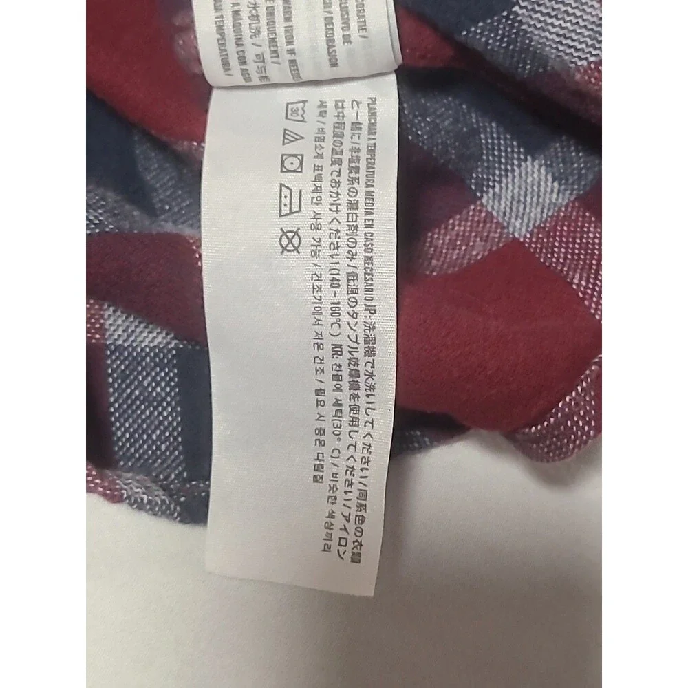 Hollister California Red & Blue Plaid Flannel Button Up Hoodie Mens Sz small
